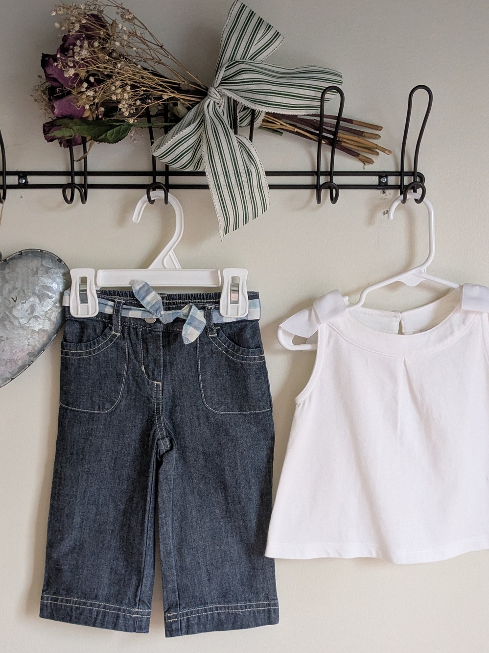 Janie and Jack White Tank with Dark Denim Pants Set